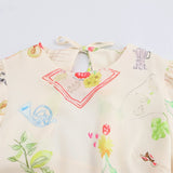 Vevesc  women's new fashion, leisure, slim and versatile sweet backless printed short-sleeved dress.