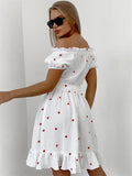 Vevesc Ruffled Printed Patchwork Mini Dress For Women Off-Shoulder Fashion High Waist Gown Party Dress Summer Ladies Dress 2024