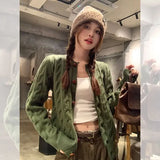 Vevesc Single Breasted Waved Solid Knitted Cardigan Sweaters Long Sleeve O Neck Y2k Women Korean Elegant Slim Fit Sueter Mujer