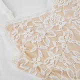 Vevesc  Fashion Lace Sheer Sexy Camisole Dresses Sleeveless Skinny Simple Hotsweet Elegant Mini Dresses