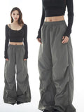 Vevesc Women Y2k Aesthetic Casual Cargo Pants High Waist Harajuku Sports Loose Pleated Pantalones Streetwear Grunge Wide Leg Trousers