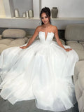 Vevesc Dubai Organza Wedding Dresses Deep V Neck A Line Backless Boho Pleats Elegant Bridal Gowns Vestidos De Novia