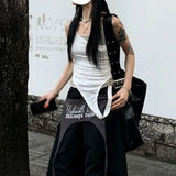 Vevesc  Popular American Lrregular Design Fake Two Piece Harajuku High Steet Y2k Aesthetic Grunge Punk Girl Tank Tops Summer Camisole