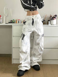 Vevesc Oversize Tie Dyed Vintage Jeans For Women Y2k Grunge High Waist Loose Straight Trousers 2024 Spring New Wide Leg Pants