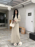 Vevesc Korean Style Knitted Dress Women Turtleneck Long Sleeve Maxi Dress Casual Elegant Black Bodycon Dress Female Winter