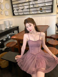 Vevesc Mini Dresses for Women Fashion Summer Design Spaghetti Strap Dress Streetwear Korean Style Casual Sexy Sundress