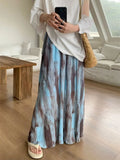 Vevesc Fashion Retro Tie Dyed Skirt For Women Bohemian Holiday Style Mid-length Loose Faldas Mujer 2024 Summer New A-line Skirts