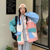 Vevesc Stitching Baseball Uniform Korean Kawaii Jacket Women'S Hip-Hop Streetwear Autumn Vintage Casual Sweet Long-Sleeved Outerwear