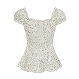 Vevesc  Sweet Floral Print Cute Prairie Chic Women Causal Shirts Summer Fashion Trendy Japan Style Blouses