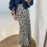 Vevesc Skirt for Women Satin Leopard Sexy Casual Skirts Summer Versatile Temperament Fashion Elegant Sweet Was Thin Skirts