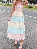 Vevesc  Women s Elegant Floral Print Chiffon Maxi Dress with Spaghetti Straps and A-Line Silhouette for Summer Beach Wedding Party