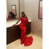 Vevesc Couture African Sweetheart Shape Mermaid Long Evening Dresses Aso Ebi Stylished Strapless Sexy Party Dresses Maxi Gowns