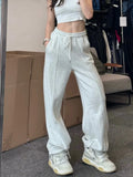 Vevesc Women Sweatpants Baggy Classic Joggers Casual Korean Fashion Female Wide Leg Gray Sports Trousers Streetwear All-match