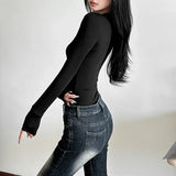 Vevesc Cyber Y2K Mesh Patchwork Skinny Bodysuits Women Techwear Mall Gothic Long Sleeve Tops E-girl Sheer One-piece Bodysuit
