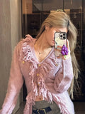 Vevesc New Chic Americna Fashion Popular High Street Sweaters Luxury Tassel Design Buttons Knitted Cardigan Y2k Aesthetic Girl Clothing