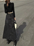 Vevesc Denim Skirts Women High Waist Distressed Vintage American Streetwear Ulzzang  Students Spring Chic Trendy Gothic Faldas