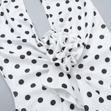 Vevesc  Polka Dot Floral Long Dress Women Fashion Sleeveless Neck Slit Spring Party Evening Dress Female High Waist Dress 2025