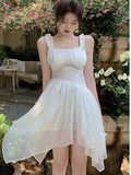 Vevesc  Summer Sweet Princess Mini Dress French Style Spaghetti Strap Sleeveless Fairy Birthday Party Dresses Female Short Vestidos New