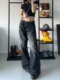 Vevesc Women Black Gothic Y2k Cargo Jeans Baggy Harajuku Denim Trousers Y2k Emo Jean Pants Vintage Aesthetic 2000s Trashy Clothes