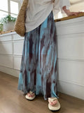 Vevesc Fashion Retro Tie Dyed Skirt For Women Bohemian Holiday Style Mid-length Loose Faldas Mujer 2024 Summer New A-line Skirts