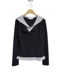 Vevesc Fashion Simple Fake Two Piece Hoodie Tops Mujer Autumn Winter New T-shirt for Women Y2k Slim Fit Long Sleeve Tee Shirt
