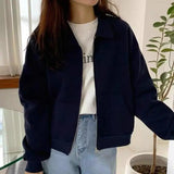 Vevesc Vintage Short Jacket Women Oversized Harajuku Streetwear Zipper Jackets Korean Fashion Aesthetic Autumn Winter Coat