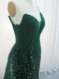 Vevesc  Plus Size Luxury Green Mermaid Muslim Evening Dress With Elegant Overskirt Arabic Women Wedding Formal Gowns