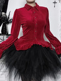 Vevesc High End French Elegant Luxury Vintage Blouse Y2k Aesthetic Gothic Striped Slim Buttons Harajuku Shirts American Popular Clothes