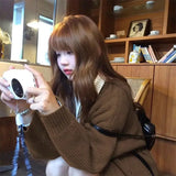 Vevesc Harajuku Lazyall Macth Knitted Sweaters Y2k Aesthetic Fashion Autumn Winter American Vinatge Jumpers Punk Casual Punk Clothing