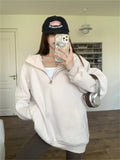 Vevesc  Hot Sale Hooded Sweatshirts Women Minimalist New Full Sleeve Chic Loose Oversize All Match Daily Casual
