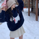 Vevesc Preppy Style Pleated Skirt Women Sweet Bow Kawaii Woolen Skirt Korean Style Autumn Winter Solid Aesthetics Mini Skirts