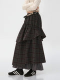 Vevesc Women's Plaid Plus size Skirt Y2k Elegant Streetwear A-Line Long Skirt Harajuku Korean Vintage 90s High Waist Skirts Clothes