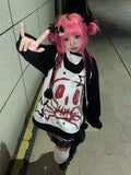 Vevesc Autumn Winter Y2K Subculture Tshirt Long Sleeve Faux Two Piece Harajuku Loose Punk Tees Casual Rock Emo Grunge Aesthetic Tops