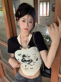 Vevesc New Fashion Y2k Aesthetic Two Piece Sets Sleeveless Slim Waist Halter Tank Tops High Street Black Spliced Chain Punk Cardigan