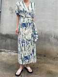 Vevesc  Summer Women Dress Evening Female Women Dresses Long Vestido Vintage Party Beach Chiffon Bodycon Prom Sexy Y2K Print Robe Casual