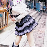 Vevesc Punk Harajuku Sweet Cute Japan Skirts Y2k Aesthetic High Street High Waist Patchwork Lace Tiered Ball Short Dress Preppy Clothes