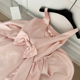 Vevesc  Y2K Sweet Mini Dress for Women Korean Bow Sleeveless Princess Birthday Party Short Dresses Summer Slim A-line Vestidos Clothes