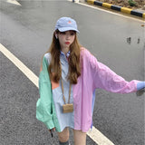 Vevesc Vintage Patchwork Plaid Shirts Women Autumn Long Sleeve Oversize Button Up Shirt Korean Fashion Casual Fall Outwear Tops