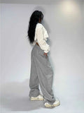 Vevesc Casual  Sweatpants Women Gray Oversized Wide Leg Joggers Classic Baggy Streetwear Sports Trousers All-match