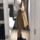Vevesc  A-line Korean Fashion Women Skirts Spring Summer Elastic High Waist Faldas Mujer Vintage Simple Casual Mini Skirt