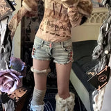 Vevesc Y2k Aesthetic Sexy Slim Short Pants Summer Euramerican Sweet Cool Constrast Color Buttoms Girl Bottom Harajuku Punk Denim Shorts