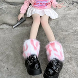 Vevesc Lolita Kawaii Fur Warm Leg Warmers Harajuku JK College Style Knitted Warm Socks Over Knee Boot Cuffs Wide Leg Socks