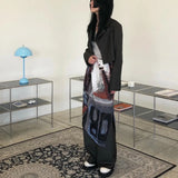 Vevesc Women's  A-Line Skirts Y2k Harajuku Korean Long Skirts Vintage Streetwear Aesthetic Skirt 2000s Oversize Clothes Summer