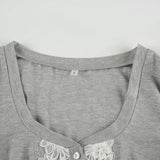 Vevesc  Cute Lace Trim Slim Simple T-Shirts Summer Sweet Basic All-Match Fashion Trendy Japanese Women’s Clothes