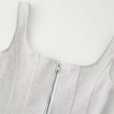 Vevesc  New Women's Clothing European and American Style Fashion Elegant Design Wide Shoulder Strap Square Neck Tank Top