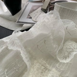 Vevesc  Ruffles Women Skirts Lace Solid Spring Summer Sweet Korean Fashion Faldas Mujer A-line High Waist Sexy Mini Skirt