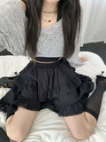 Vevesc Harajuku Vintage Y2k Skirts Solid Color Stitching Irregular Ruffles Mini Skirt Summer Punk Gothic Design Gyaru Girl Clothing