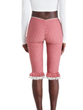 Vevesc  Women s Plaid Capri Pants with Lace Ruffles and Stretchy Cropped Leggings for Summer Casual Wear