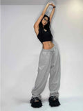 Vevesc Casual  Sweatpants Women Gray Oversized Wide Leg Joggers Classic Baggy Streetwear Sports Trousers All-match