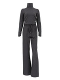 Vevesc Women Autumn Winter Sweatsuit Tracksuit Sets Bodycon Slim Outfits Solid Grey 2 Two Piece Pant Set Suit Female